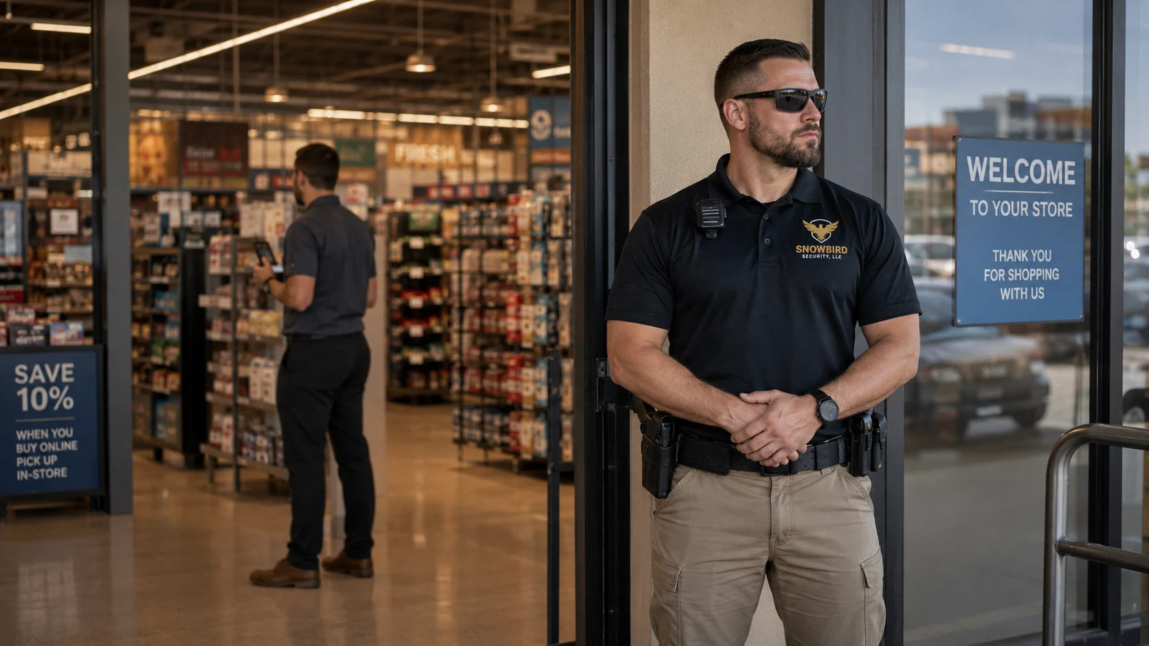 Snowbird Security officer providing visible retail security